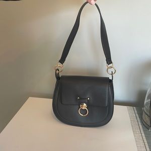 Badgley Mischa black saddle bag with gold accents